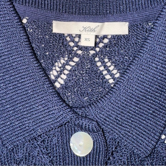 NWT Kith Womens Tori Blue Navy Cardigan Sweater Top Crochet New Knit Nocturnal - Picture 4 of 10